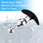 Upgraded Metal Silicone Hybrid Beaded Anal Butt Plug Wearable Anus Vaginal Stick Flexible Anchor Shaped Handle End Odorless Warm Chill Stimulation Men Women Masturbation Outdoor Fetish Sex Toy