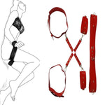 Red Bondage Restraints Bdsm Kit With Backhand Handcuffs And Waist Blet?Leg Blet?Bondage Harness? Bondage Gear & Accessories Pu Leather Sex Straps Harness Set