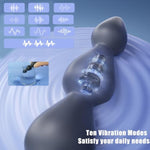 Vibrating Cock Ring Prostate Massager Multi-Point Stimulation Anal Plug 10 Vibration Patterns With Elastic Penis Ring Male Sex Toys Butt Beads