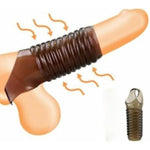 Silicone Penis Extender Sleeve Reusable Penis Rings Enlargement Enhancer Delay Cock Rings Sex Toys For Men (A)