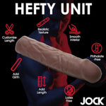 Jock Extra Long 1.5" Penis Extension Sleeve For Men & Couples. Gain Size In Seconds! Realistic Feel With Textured Sheath, Smooth And Snug Wear, Custom Length. Body-Safe Tpe. 1 Piece, Dark