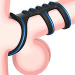 Triple Penis Ring For Men - Black Silicone Cock Ring With Ribbed Texture For Harder Longer Stronger Erections - Erection Enhancing Sex Toy
