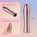 Bougie Bullet Vibrator For Women - Luxe Anodized Aluminum Adult Toy For Temperature Play With 20 Powerful Modes & Usb Magnetic Charging Case - Whisper Quiet & Waterproof Sex Toys (Rose Gold)