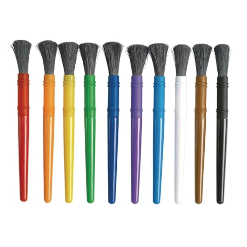 10 Piece Set of Chubby Paint Brushes with Nylon Bristles and Plastic Handles