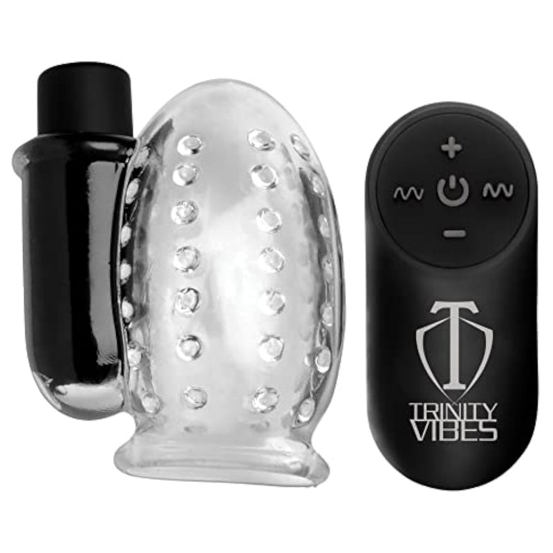 28X Rechargeable Penis Head Teaser Vibrator Toy With Remote For Men & Couples, Adult Sex Toy Bullet Vibrator Penis Tip Stimulator & Massager, Textured Inner Sleeve For Pleasure, Clear