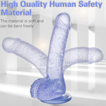 Clear Purple Realistic Dildo, 7.3 Inch Feels Like Skin Body-Safe Material, With Strong Suction Cup For Hands-Free Play, Adult Sex Toys Suitable For Women Men Gay ? Couple