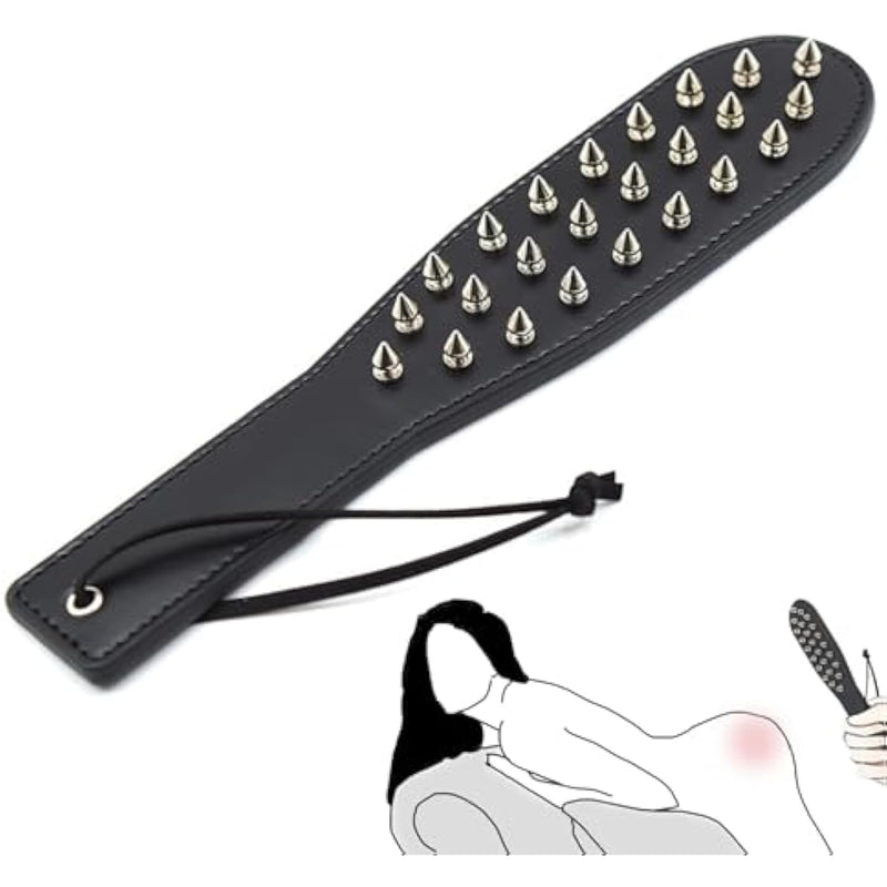 Sm Paddle Flogger Whip Spanking Flirt With Studs Bondage With Rivet And Wrist Loop Role Massage Playing Toys