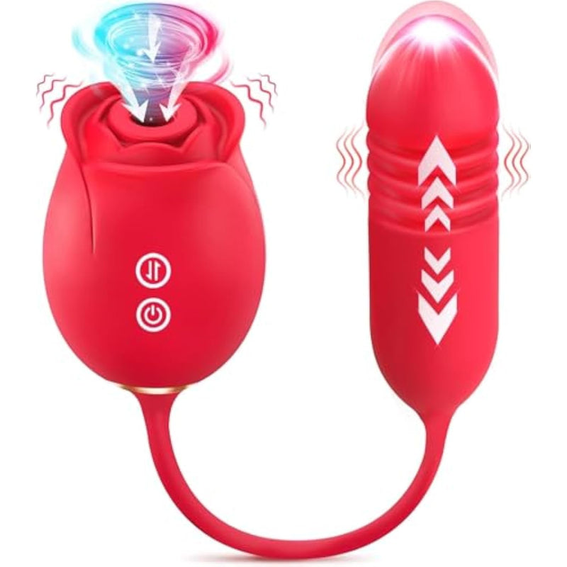 Vibrator Rose Sex Toys For Women - Adult Toys Women Sex Toys With 18 Sucking Thrusting Modes, Upgraded Rose Sucking Vibrators Dildo G Spot Clitoral Stimulator Adult Sex Toys & Games For Women Couples
