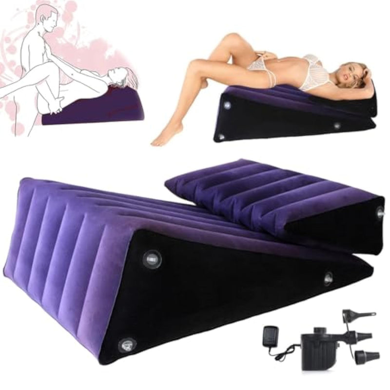Sex Wedge Position Pillows Set With Electric Inflator, Inflatable Sex Aids Cushions For Adult Couples, Triangle Sex Furniture Toys For Bed Games