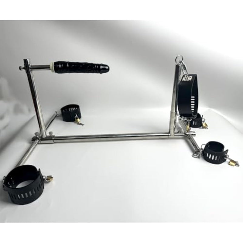 Heavy Sex Machine Duty Stainless Steel Bar Spreader With Dildo Hand Foot Collar Bondage Toture Rack Frame Handcuffs Bdsm Tie Set