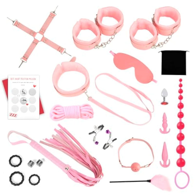 Bdsm Bondage Restraints Kit, 17Pcs Upgrade Leather Couples Sex Toys With Storage Bag, Body-Safe Sexual Pleasure Tools For Women And Men