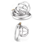 2 Silent Lock Stainless Steel Chastity Cages With 1Way Belts, 40Mm, 45Mm And 50Mm Size Rings