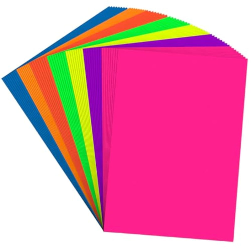 12 x 18 Inch Neon Cardstock, 56 Sheets, 7 Colors, 180 GSM Construction Paper