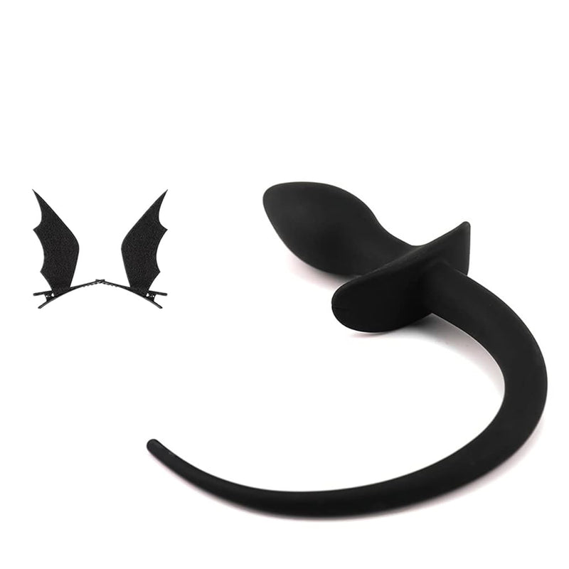 Silicone Rear Court Anal Plug Dog Tail Anal Toys G-Spot Stimulate Butt Plug Tail Set With Hairpins Blue Anal Plug For Couple Sex Pleasure