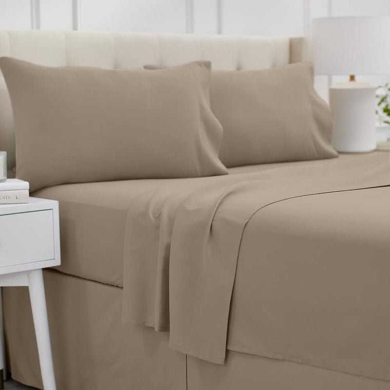 Queen Bed Sheet Set, Soft Microfiber Hotel Luxury Bedding, Extra Deep Pocket,