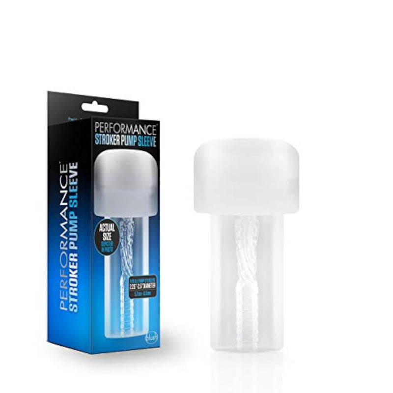 Blush Performance Stroker Penis Pump Sleeve 6.5" - Ribbed Texture For Extra Sensation, Universal Fit 2"-3.25" Wide Cylinders, Use As Stroker Or With Pump, Male Enhancement Sex Toy Accessory - (Clear)