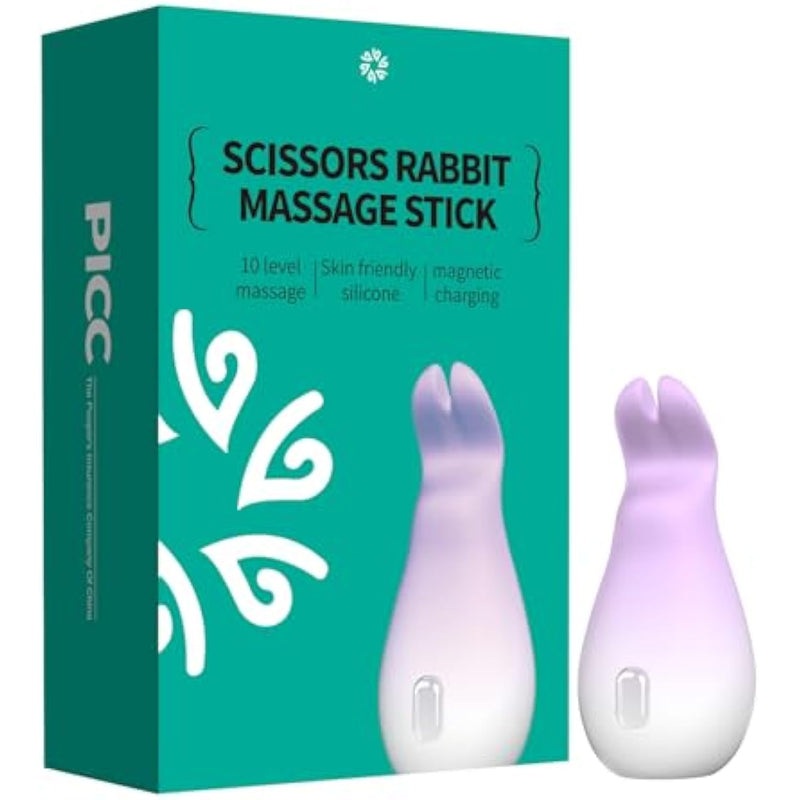Mini Wand Vibrator, Cute Scissor Rabbit Massager, Quiet Waterproof Personal Massage Device For G Point (Purple)