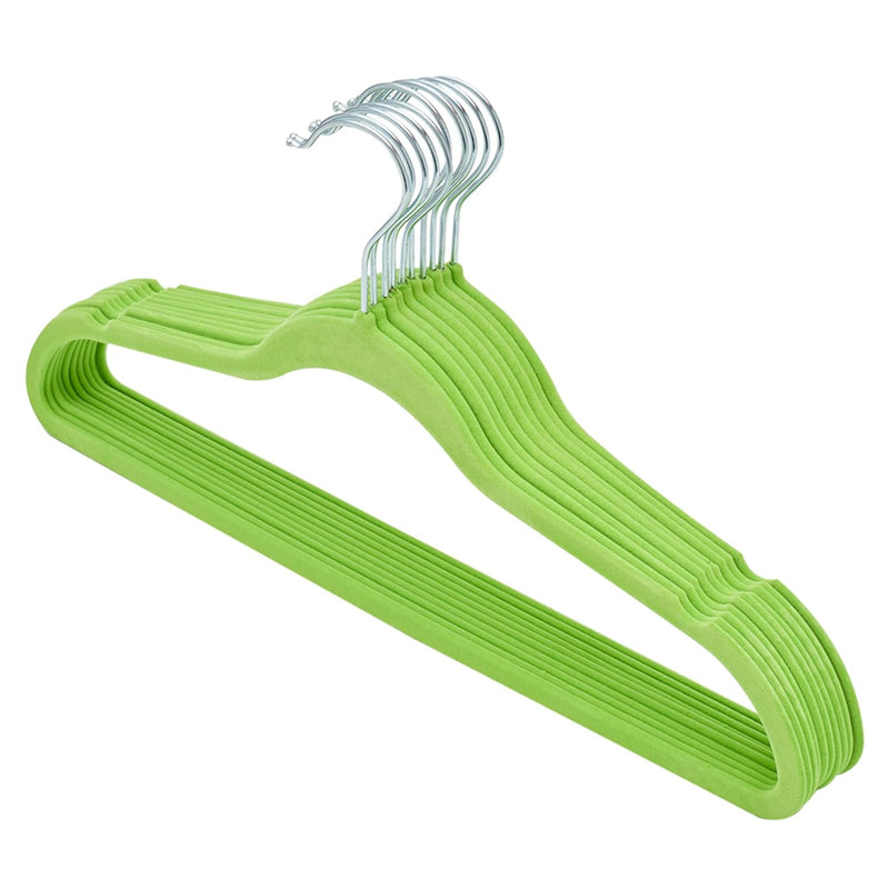 10 Pack Velvet Hanger Green