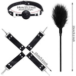 15Pcs Bondage Restraints Sex Toys Adult Games Kit Sm Fetish Bed Restraints Set For Beginners Cuffs Blindfold Spanking Nipple Clamps Flogger Ball Gag Paddle Rope Anal Toys Black