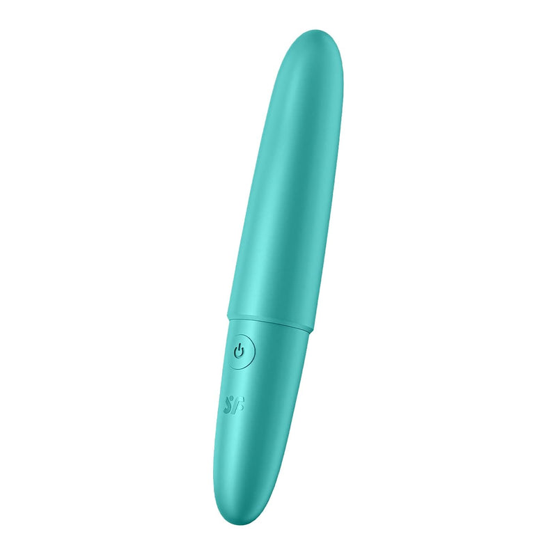Ultra Power Bullet 6 Mini Bullet Vibrator - Clitoral Stimulator, Personal Massager, Rounded Tip - Portable, Waterproof, Rechargeable, 13Cm (Turquoise)