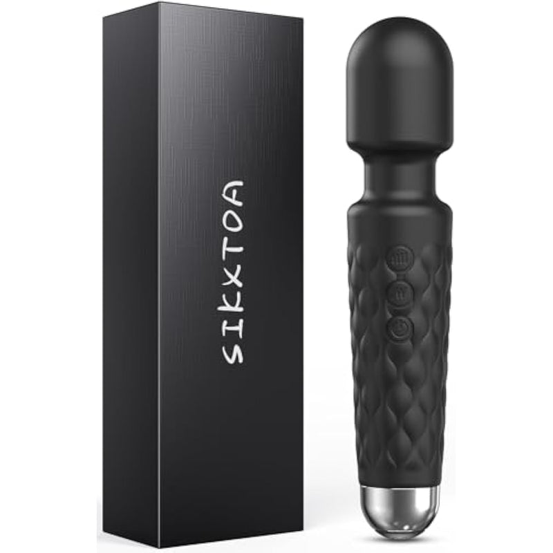 Vibrator Wand, Female Adult Sex Toys, Vibrators For Her, Wand Massager, Clit Stimulator Sex Toy, Dildo, With 8 Speeds Of Pleasure & 20 Patterns, Powerful, Waterproof (Deep Black)