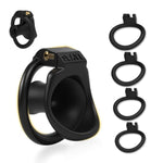 Inverted Chastity Cage For Men Lightweight Breathable Resin Cock Cage With 4 Size Rings Secure Locking Chastity Devices Penis Cage For Male Bondage & Restriction Neutral Packaging (Black)