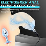 Metal Analplugs For Anal Dilatation Training Male Cock Cage Chastity Device Electrical Penis Sleeve Adult Electric Shock Sex Toy Set