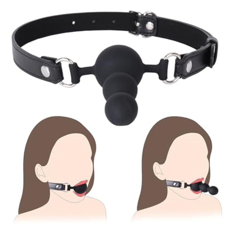 Bdsm Ball Gag Sex Play, Bondage Gags & Muzzle With Beads, Silicone Mouth Gag With Removable Leather Straps, Sex Gag Face Dildo Kinkly Sex Toys For Women Men Couples