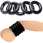 Ring Master Custom Ball Stretcher Kit | 5 Stretchy Silicone Rings For Progressive Tension & Fit | Body-Safe & Flexible | Use Individually Or Stack Together | Black