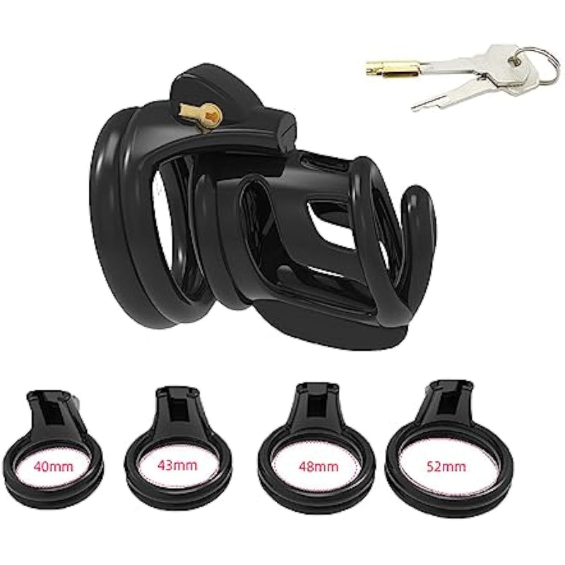 Sm Male Chastity Lock With 4 Removable Cock Ring Cover Lock Keys, Role Play Sex Toy
