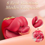 Rose Sex Toy Tongue Vibrator with Rotating Lips & Wriggling Dual Tongue