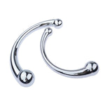 Double-Ended Dildo, Massage Wand Sex Anal Plug G Spot Metal Anal Bead, Solid Metal Curved Dual Ended Masturbation Adult Sex Toy For Couple (Small 7.1" & 13,4Oz)