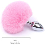 2Pcs/Set Fox Tail Anal Butt Plug Bunny Tail Stainless Steel Plug Sexy Toys Flirting Tools For Adults Cosplay &Sm Role Play Gradient (Pink)