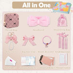 First Period Kit for Teen Girls, Bow Tie Corduroy Cute Sanitary Napkin Storage Bag, Menstrual Pad Bag Tampon Holder for Purse, First Period Gifts (Bow Tie)