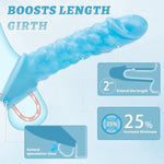 Reusable Vibrating Penis Sleeve Cock Ring Extender,2 Inch Ultra-Soft Penis Extender For Couples Sex Toys For Men (Blue)