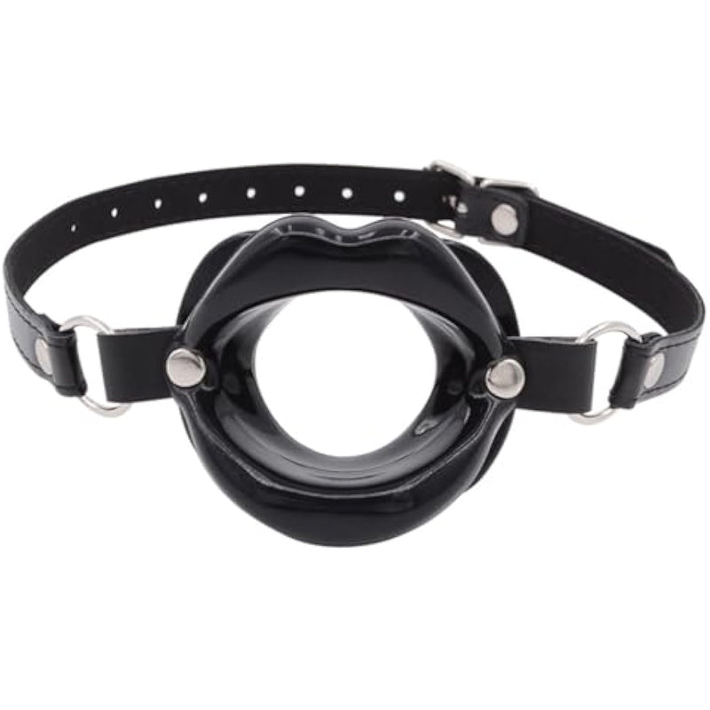 Open Mouth Gag,Female Sex Toy Mouth Gag Leather Restraints Ball Mouth Plug Silicone Bondage Ball Gag Lips Sm Toys Adjustable Strap Adult Toys Opening Gag Sexy Gag For Men Women(Black)