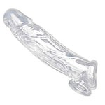 Realistic Clear Penis Enhancer and Ball Stretcher for Enhanced Pleasure