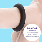 Get Hard Triple Cock Ring Set - Extra Thick Silicone - 3 Sizes - Cock And Ball Rings For Men - Waterproof Pleasure Enhancer - Gifts For Men - Black