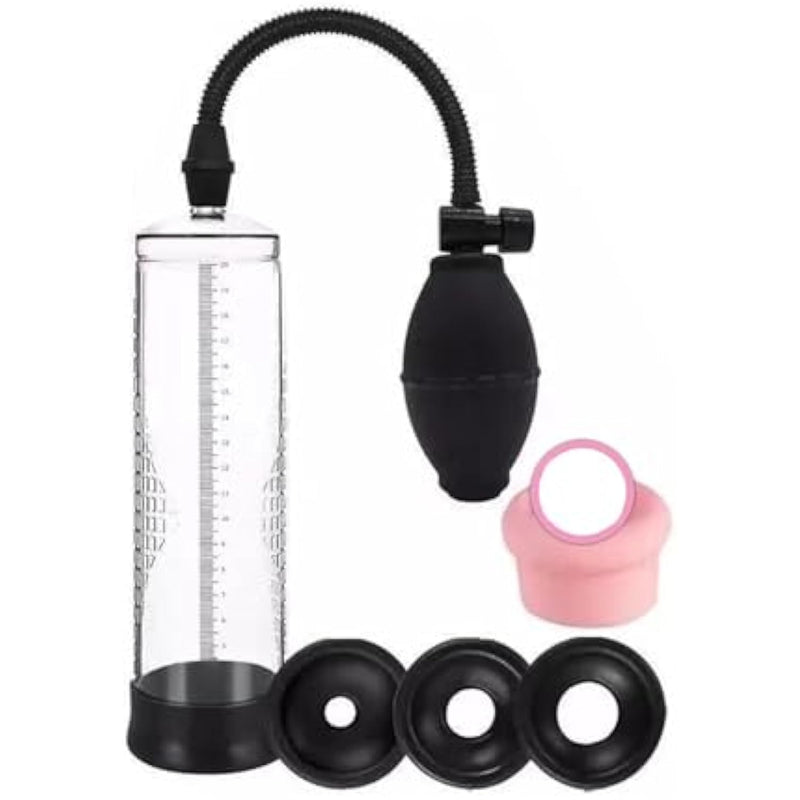 Penis Enlargement Pump Male Manual Vacuum With 3 Cuff Clear Cock Pumps Erection Device Adult Sex Toys For Men Penis Extender Training (1-Generation)