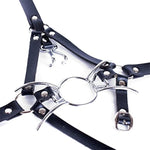 Y-Shape Restraint Head Harness Nose Hook With Metal Spider Ring Gag Bondage Mouth Gags Sex Toys For Couples (Silver)