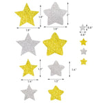 300 Pcs Silver & Gold Glitter Foam Star Stickers, Self-Adhesive Craft Supplies