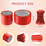 Bdsm Bondage Restraints Tape Set - 2 Rolls Restraint Tape With Soft Bondage Rope For Bdsm Games Adult Sex Toys Reusable Binding Sex Rope Pvc Electrostatic Tape Sex Things For Couples Kinky (Red)