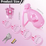 Chastity Cage Cock Cage, Male Chastity Device With 4 Sizes Of Rings, 3D Printed Lightweight Resin Male Chastity Cage Hidden Lock Penis Cage Bondage Gear & Accessories Abstinence And Exercise Pink(L)