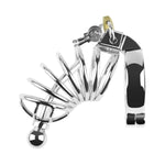 Men Bondage Penis Cage Sex Toy Metal Threaded Chastity Cage Chastity Device With Hollow Urethral Catheter Chastity Lock Set