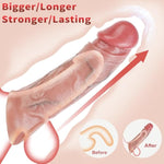 Penis Sleeve Vibrating Cock Sleeve Penis Extender Dildo, Realistic Adult Sex Toys 2.8In Penis Extension Vibrator 10 Modes Remote Control, Elastic Penis Ring To Enlarge Prolong For Men Couples