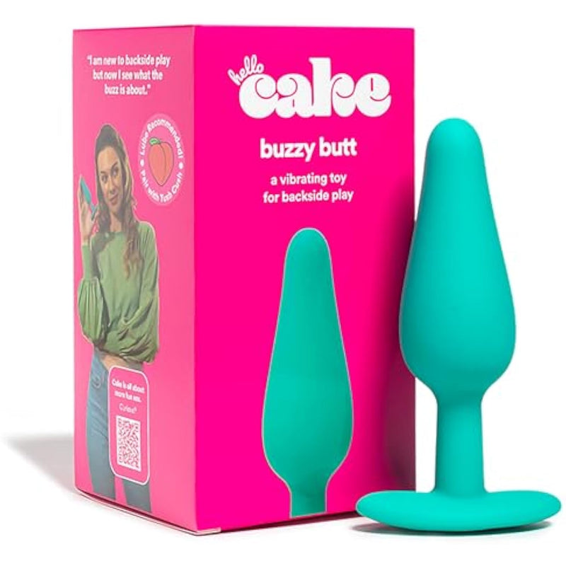 Hello Buzzy Butt - Vibrating Anal Plug - 10 Vibration Modes - Tapered Tip With Flared T-Base - Body Safe Silicone - Rechargeable, Shower Ready And Long Lasting Up To 60 Minutes, Adult Sex Toy