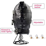 Leather Bondage Gimp Mask Hood, Full Face Blindfold Mask Hood Lockable & Dildo Penis Mouth Gag Breathable Restraint Head Hood, For Unisex Adults Couples, Bdsm/Lgbt Fetish Hood Black