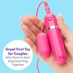 Bedtime Double Bullet Vibrator - Wired Remote Controlled Bullet Vibrator For Women - Mini Bullet Massager With 7 Vibration Patterns & 3 Speeds - Pink