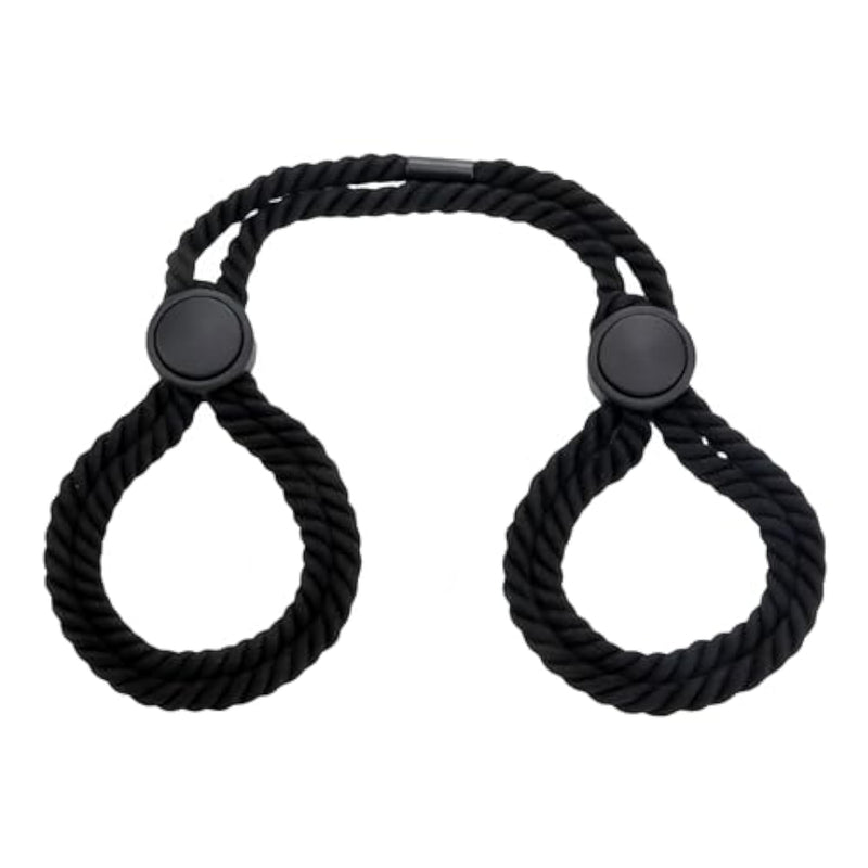 Adjustable Double Loop Bondage Rope, Black Cotton, Adult Restraint Accessory