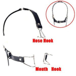 Open Mouth Gag Restraint Leather Head Harness Nose Hook With Metal Mouth Enlargement Ring Bondage Mouth Gags Set Slave Toys For Couples